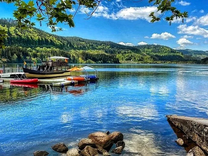 Lago Titisee en la Selva Negra alemana con aguas cristalinas y bosques